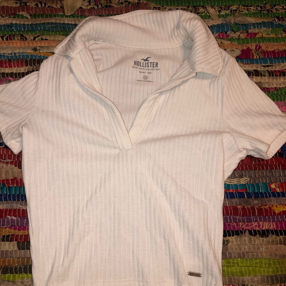 Hollister XS White Collared Shirt